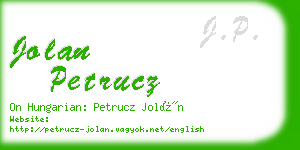 jolan petrucz business card